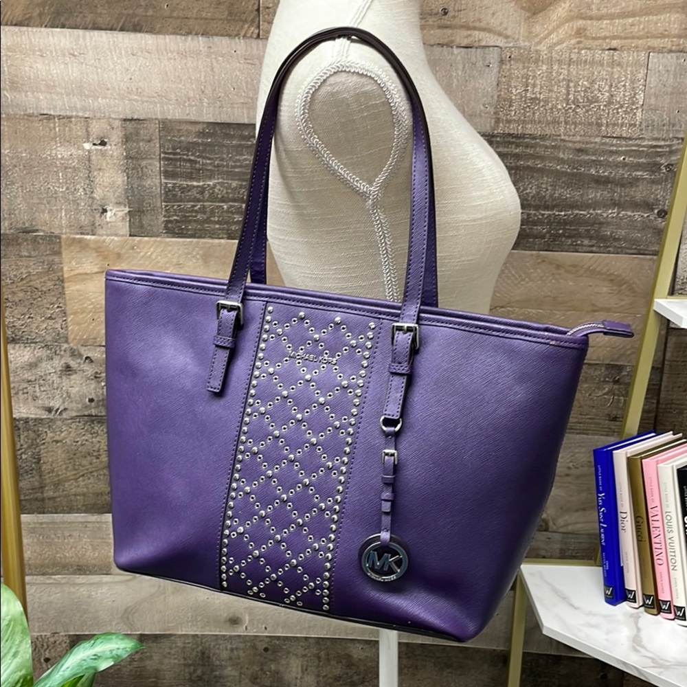 Michael Kors Purple Studded Saffiano Tote